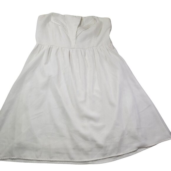 Ya Los Angles Strapless White Pleated Bodice Dress With Lined Skirt Size L - Picture 1 of 10